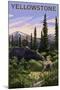 Yellowstone - Moose and Baby-Lantern Press-Mounted Art Print