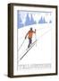 Yellowstone Nat'l Park - Cross Country Skier-Lantern Press-Framed Art Print