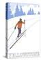 Yellowstone Nat'l Park - Cross Country Skier-Lantern Press-Stretched Canvas