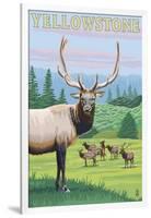 Yellowstone Nat'l Park - Elk Herd-Lantern Press-Framed Art Print