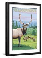 Yellowstone Nat'l Park - Elk Herd-Lantern Press-Framed Art Print