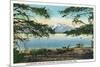 Yellowstone Nat'l Park, WY - Yellowstone Lake and Colter Peak-Lantern Press-Mounted Premium Giclee Print