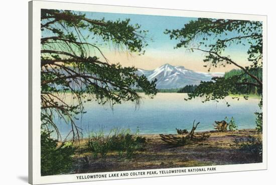 Yellowstone Nat'l Park, WY - Yellowstone Lake and Colter Peak-Lantern Press-Stretched Canvas