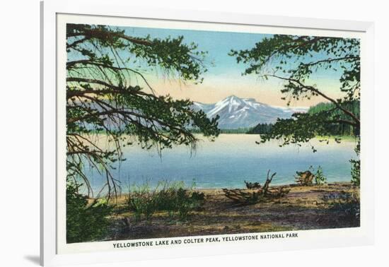 Yellowstone Nat'l Park, WY - Yellowstone Lake and Colter Peak-Lantern Press-Framed Art Print