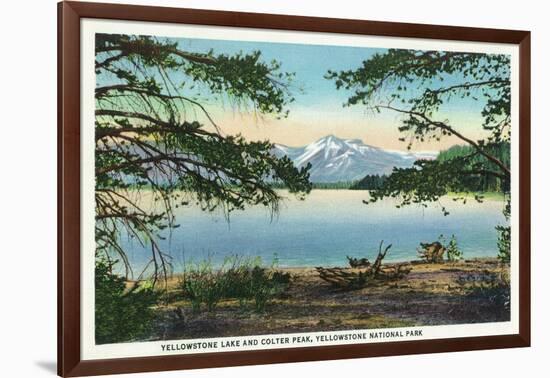 Yellowstone Nat'l Park, WY - Yellowstone Lake and Colter Peak-Lantern Press-Framed Art Print