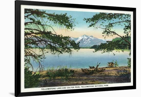 Yellowstone Nat'l Park, WY - Yellowstone Lake and Colter Peak-Lantern Press-Framed Art Print