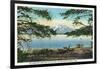 Yellowstone Nat'l Park, WY - Yellowstone Lake and Colter Peak-Lantern Press-Framed Art Print