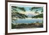 Yellowstone Nat'l Park, WY - Yellowstone Lake and Colter Peak-Lantern Press-Framed Art Print