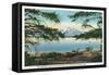 Yellowstone Nat'l Park, WY - Yellowstone Lake and Colter Peak-Lantern Press-Framed Stretched Canvas