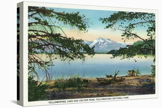 Yellowstone Nat'l Park, WY - Yellowstone Lake and Colter Peak-Lantern Press-Stretched Canvas