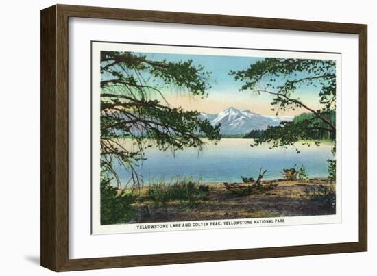 Yellowstone Nat'l Park, WY - Yellowstone Lake and Colter Peak-Lantern Press-Framed Art Print