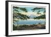 Yellowstone Nat'l Park, WY - Yellowstone Lake and Colter Peak-Lantern Press-Framed Art Print