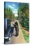 Yellowstone Nat'l Park, Wyoming - Bear Begging by a Car-Lantern Press-Stretched Canvas