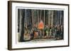 Yellowstone Nat'l Park, Wyoming - Campfire Entertainment Scene-Lantern Press-Framed Art Print