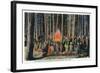 Yellowstone Nat'l Park, Wyoming - Campfire Entertainment Scene-Lantern Press-Framed Art Print