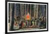 Yellowstone Nat'l Park, Wyoming - Campfire Entertainment Scene-Lantern Press-Framed Art Print