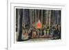 Yellowstone Nat'l Park, Wyoming - Campfire Entertainment Scene-Lantern Press-Framed Premium Giclee Print