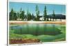 Yellowstone Nat'l Park, Wyoming - Emerald Pool Scene-Lantern Press-Stretched Canvas