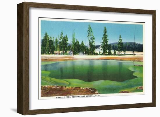 Yellowstone Nat'l Park, Wyoming - Emerald Pool Scene-Lantern Press-Framed Art Print