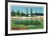 Yellowstone Nat'l Park, Wyoming - Emerald Pool Scene-Lantern Press-Framed Premium Giclee Print