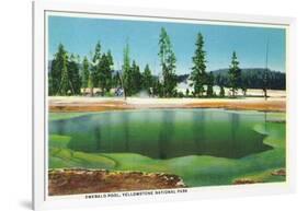 Yellowstone Nat'l Park, Wyoming - Emerald Pool Scene-Lantern Press-Framed Art Print