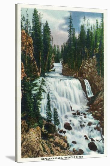 Yellowstone Nat'l Park, Wyoming - Firehole River; Kepler Cascade Scene-Lantern Press-Stretched Canvas