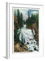 Yellowstone Nat'l Park, Wyoming - Firehole River; Kepler Cascade Scene-Lantern Press-Framed Art Print