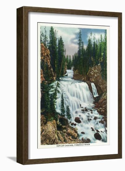 Yellowstone Nat'l Park, Wyoming - Firehole River; Kepler Cascade Scene-Lantern Press-Framed Art Print