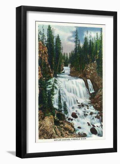 Yellowstone Nat'l Park, Wyoming - Firehole River; Kepler Cascade Scene-Lantern Press-Framed Art Print