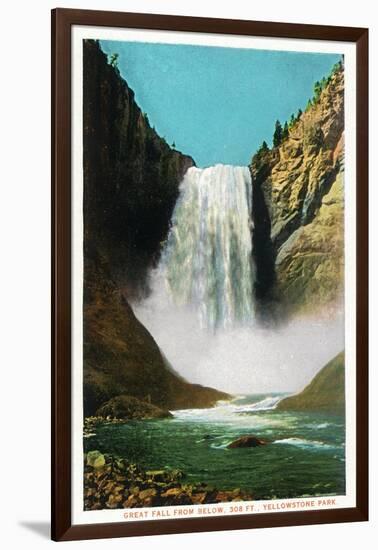 Yellowstone Nat'l Park, Wyoming - Great Fall from below-Lantern Press-Framed Art Print