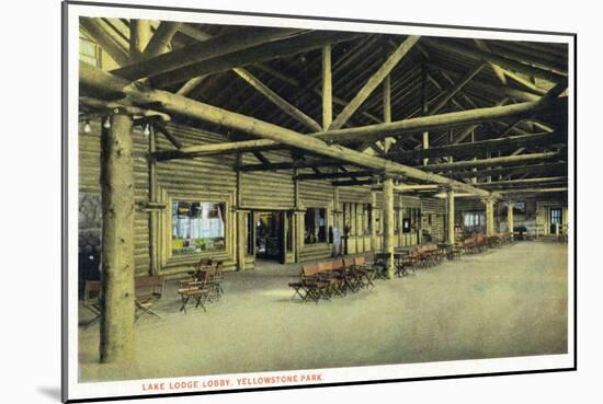 Yellowstone Nat'l Park, Wyoming - Lake Lodge Lobby Interior-Lantern Press-Mounted Art Print