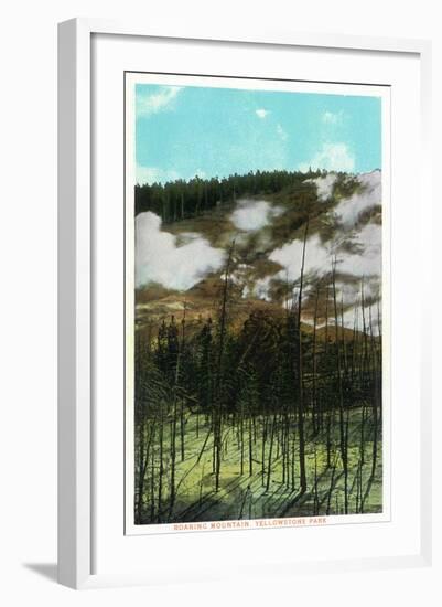 Yellowstone Nat'l Park, Wyoming - Roaring Mountain Scene-Lantern Press-Framed Art Print