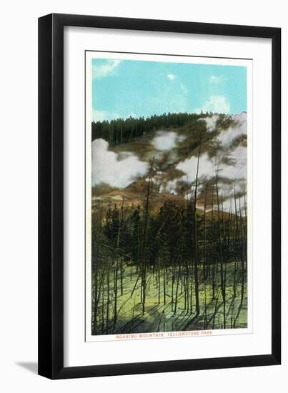 Yellowstone Nat'l Park, Wyoming - Roaring Mountain Scene-Lantern Press-Framed Art Print