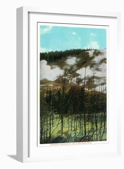 Yellowstone Nat'l Park, Wyoming - Roaring Mountain Scene-Lantern Press-Framed Art Print