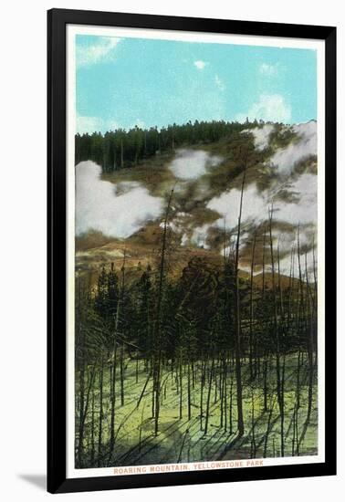 Yellowstone Nat'l Park, Wyoming - Roaring Mountain Scene-Lantern Press-Framed Art Print