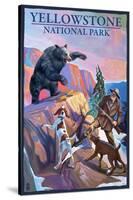 Yellowstone National Park - Bear Hunting Scene-Lantern Press-Stretched Canvas