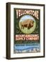 Yellowstone National Park - Bison Mountaineering-Lantern Press-Framed Art Print