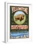 Yellowstone National Park - Bison Mountaineering-Lantern Press-Framed Art Print