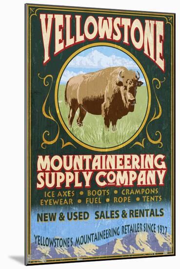 Yellowstone National Park - Bison Mountaineering-Lantern Press-Mounted Art Print