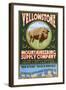 Yellowstone National Park - Bison Mountaineering-Lantern Press-Framed Art Print