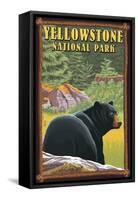 Yellowstone National Park - Black Bear in Forest-Lantern Press-Framed Stretched Canvas