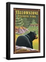 Yellowstone National Park - Black Bear in Forest-Lantern Press-Framed Art Print