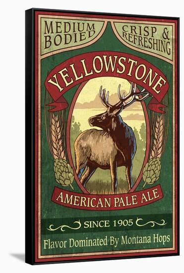 Yellowstone National Park - Elk Ale-Lantern Press-Framed Stretched Canvas