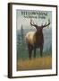 Yellowstone National Park - Elk in Forest-Lantern Press-Framed Art Print