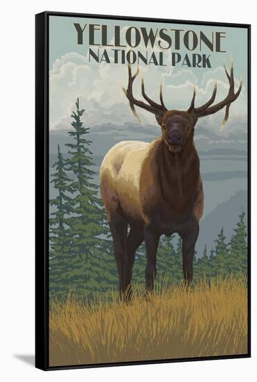 Yellowstone National Park - Elk in Forest-Lantern Press-Framed Stretched Canvas