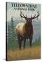 Yellowstone National Park - Elk in Forest-Lantern Press-Stretched Canvas