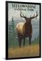 Yellowstone National Park - Elk in Forest-Lantern Press-Framed Art Print