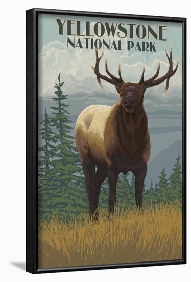 Yellowstone National Park - Elk in Forest-Lantern Press-Framed Art Print