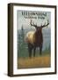 Yellowstone National Park - Elk in Forest-Lantern Press-Framed Art Print