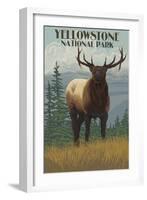 Yellowstone National Park - Elk in Forest-Lantern Press-Framed Art Print